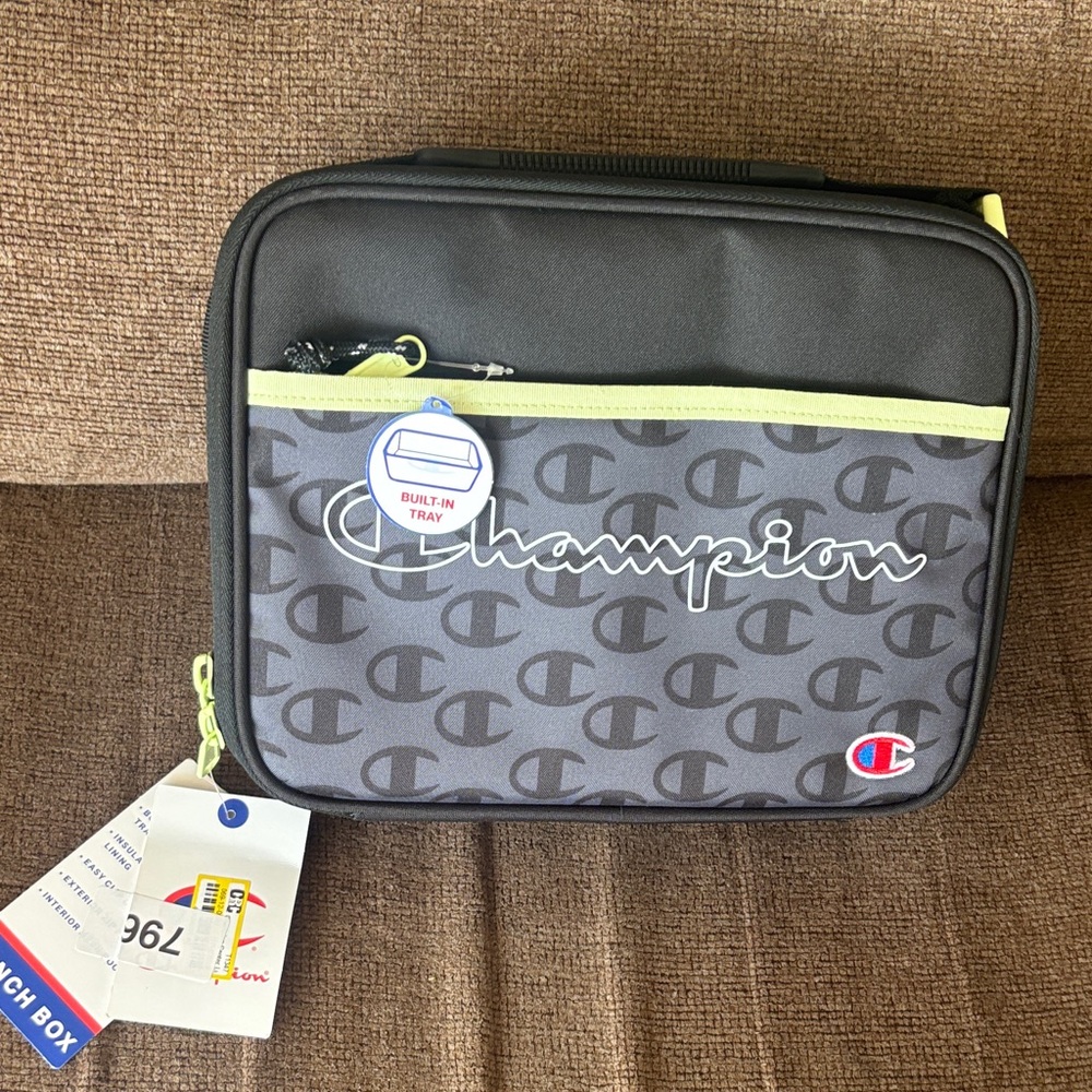 Champion Black and Gray Lunch Box with Yellow Trim